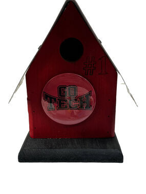 TEXAS TECH UNIVERSITY Birdhouse Handmade Red Raiders Wooden Decoration Tin Roof